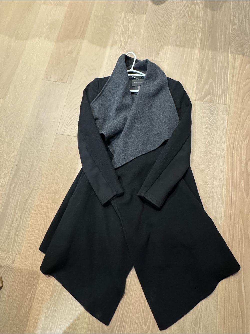 BCBGMaxAzria Dark Gray Wool Coat with Draped Collar